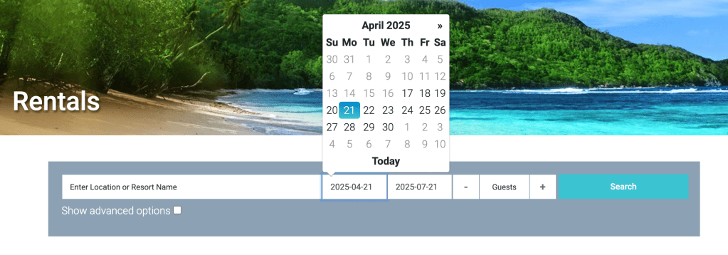 Date Selection - Timeshare Rentals