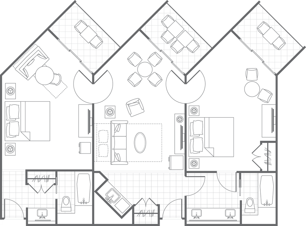 Kauai Beach Club Two-Bedroom Floor Plan
