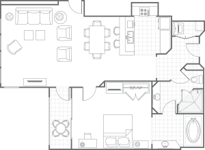 Marriott's Ocean Pointe 1BR Floor Plan