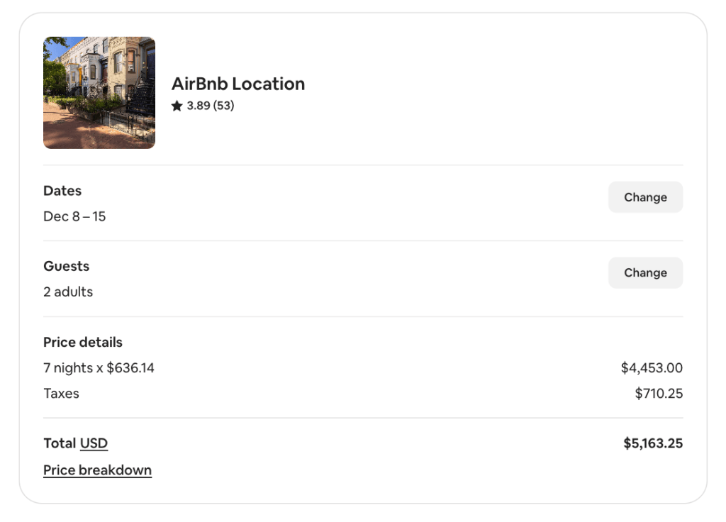 Airbnb location screenshot